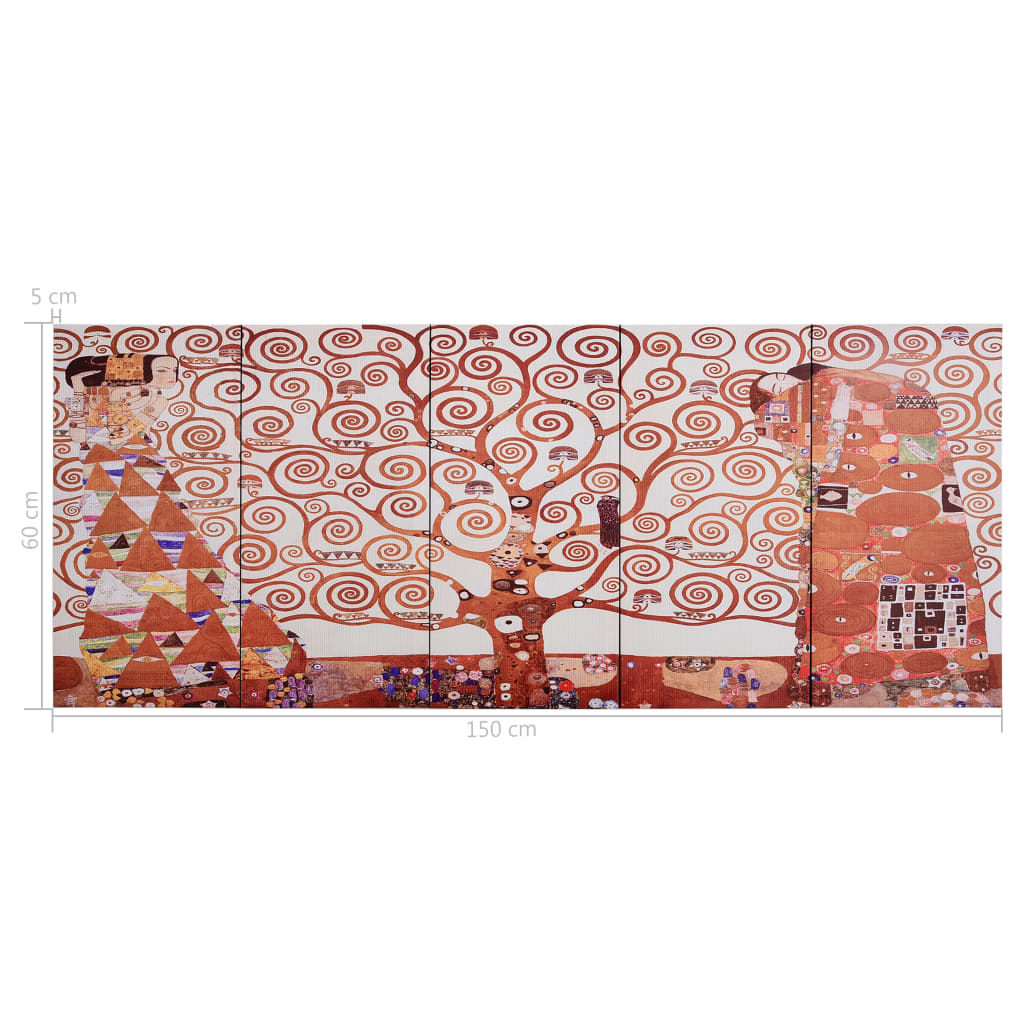 Canvas Wall Print Set Tree Yellow 150X60 Cm
